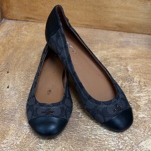 Coach Black and Gray Signature Flats Peeling Inside See Photo